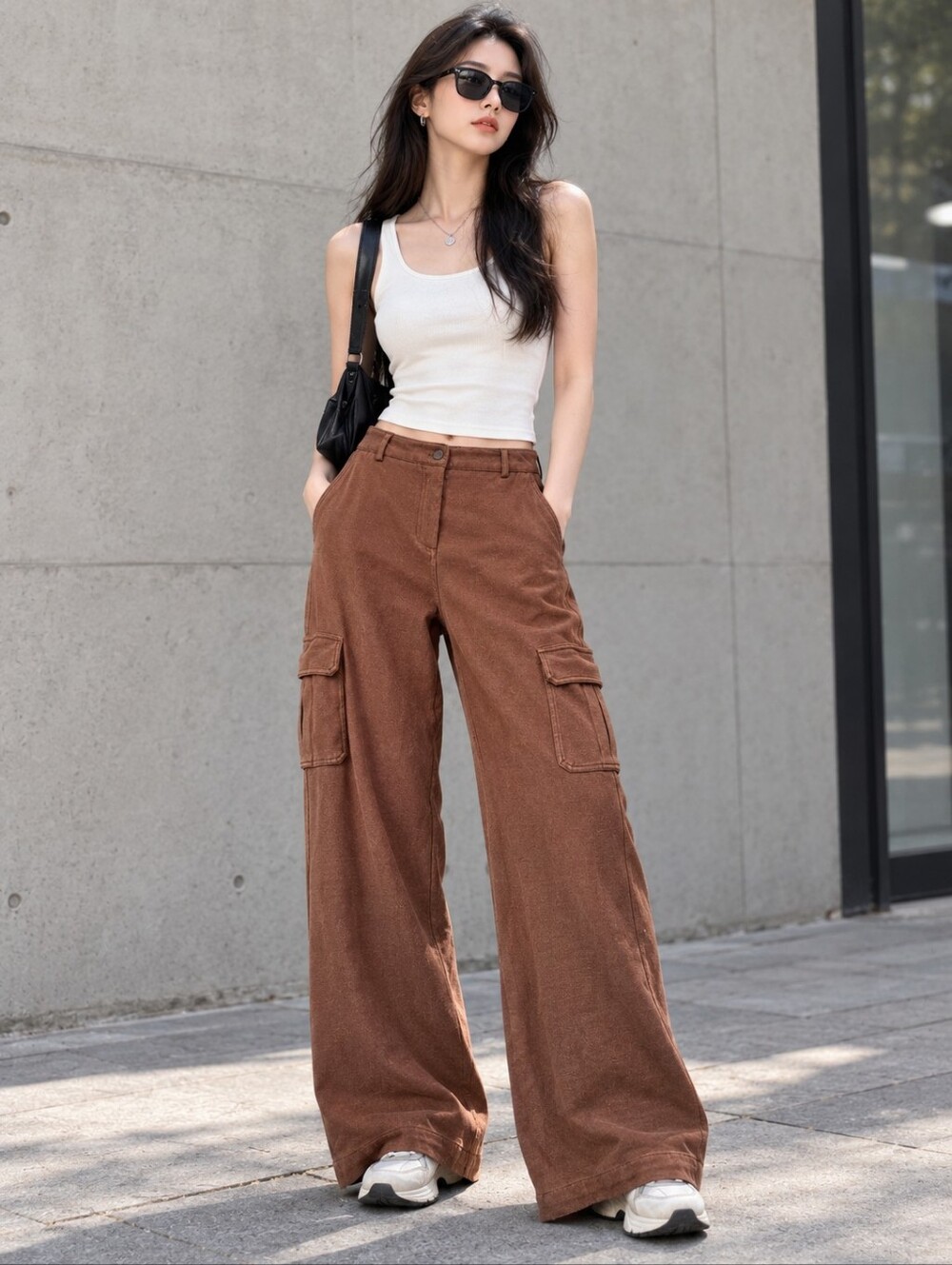 Rachel Zoe Brown Wide-Leg Cargo Pants Size 10
